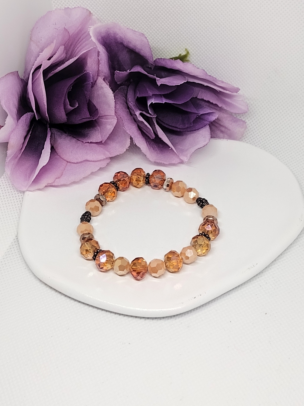 🌸2/$16🌸 Faceted Brown Amber Beaded Stretch Bracelet - Picture 4 of 7